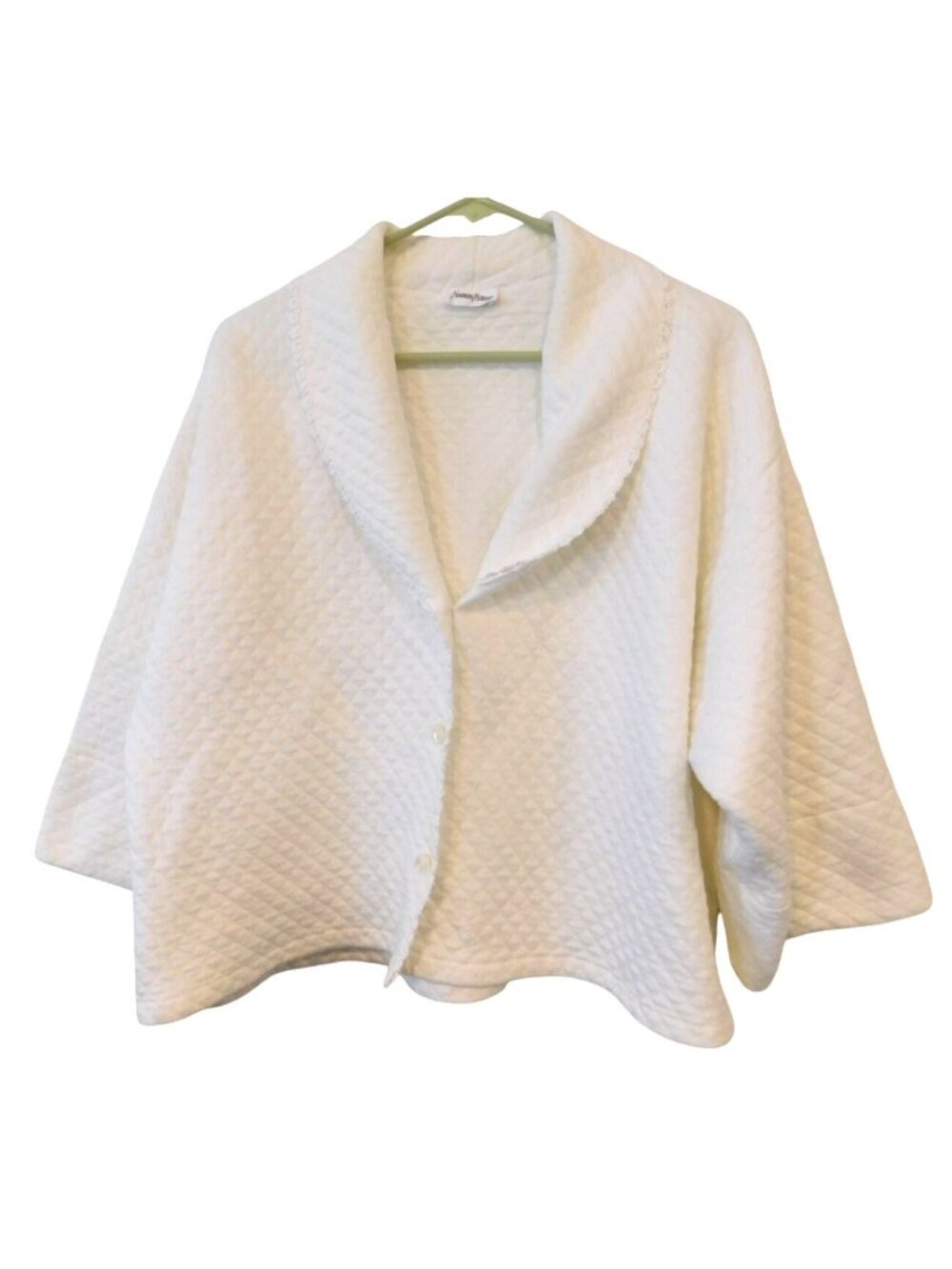 Neiman Marcus White Womens Bed Jacket One Size Quilted Cotton Made In USA 1960s